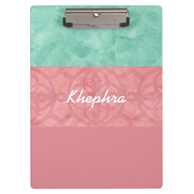 Pranchetas Ruddy Pink Batik E Blue Watercolor Name (Frente)