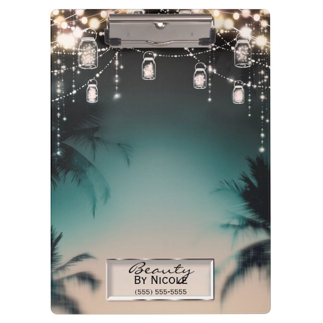 Pranchetas Rustic Glam Mason Jar Lights Glam Personalizado (Frente)