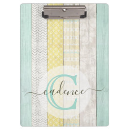 Pranchetas Rustic Mint & Yellow Boho Geo Modern Personalizado