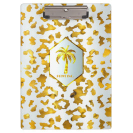 Pranchetas Safari Chic Luxo Dourado & Impressão Animal Branca