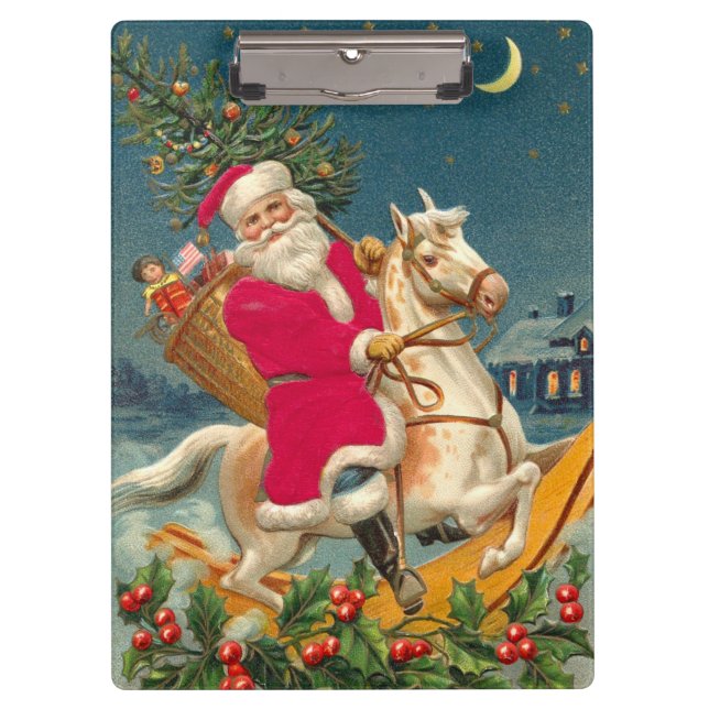 Pranchetas Santa Claus on a wooden horse (Frente)