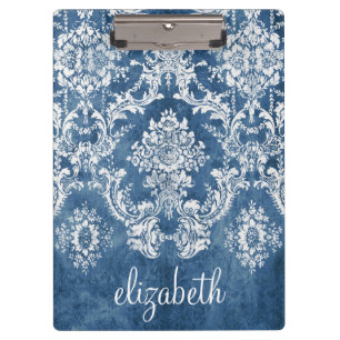 Pranchetas Sapphire Blue Vintage Cor damasco e nome