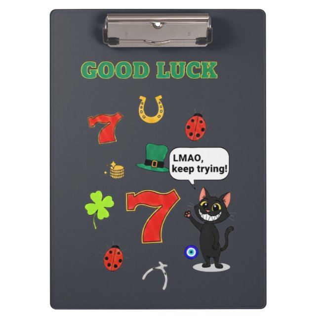 Pranchetas Sarcastic black cat &Lucky charms (Frente)