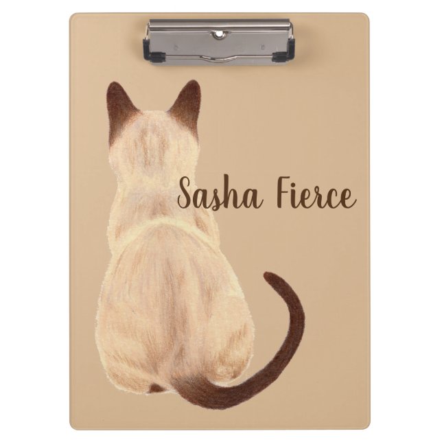 Pranchetas Sasha Siamese Cat Sitting Back View Gatinho Person (Frente)