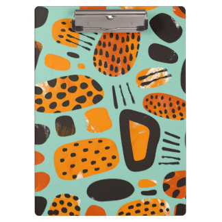 Pranchetas "Savanna Pop: Tribal Vibes em Laranja e Negro"