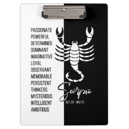 Pranchetas Scorpio Zodiac - Sinal Preto e Branco