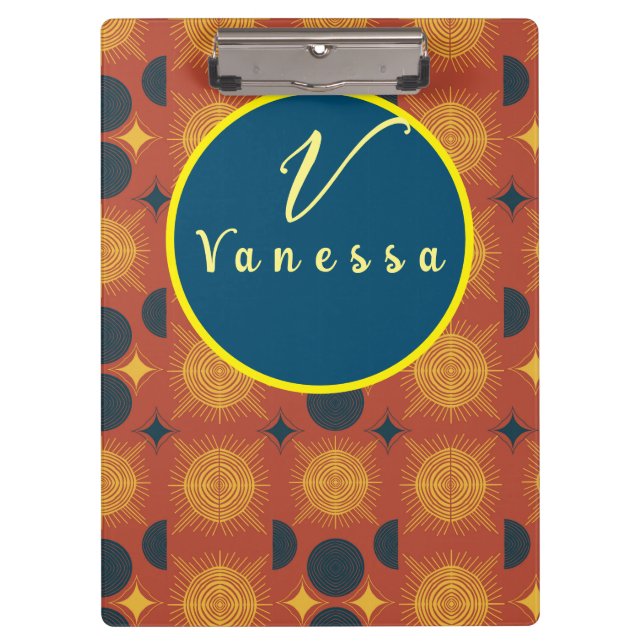 Pranchetas Script Boho Celestial Sun Moon Monograma (Frente)