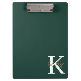 Pranchetas Script de Monograma Verde Moderno Emerald