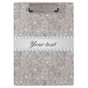 Pranchetas Sequins e diamantes de prata do falso