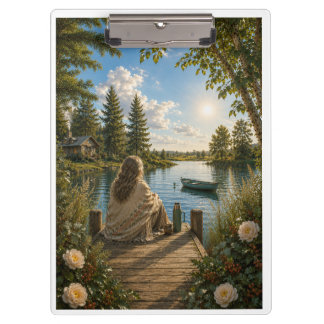 Pranchetas Serene Lakeside Notebook | Peaceful Nature & Cotta