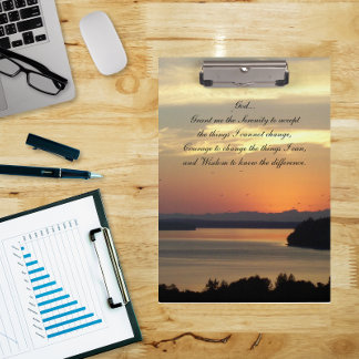 Pranchetas Serenity Prayer Orange Seascape Sunset