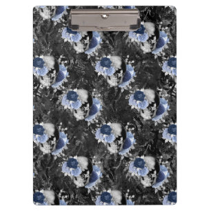 Pranchetas Série de crânios florais azuis Design 1