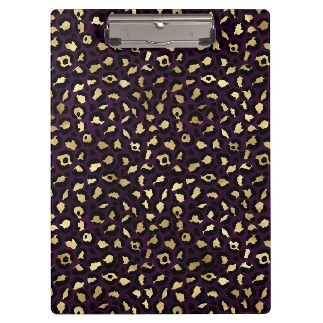 Pranchetas Série Leopardo roxa e Dourada Design 2 (Frente)