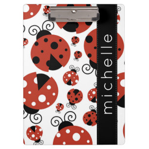 Pranchetas Seu Nome - Ladybugs, Ladybird - Preto Vermelho