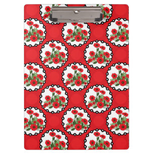 Pranchetas Shabby Chic Vermelho, Preto e Branco Papoulas Flor