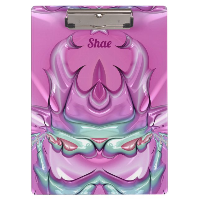Pranchetas SHAE ~WOW! ESTRANHO! Cinza rosa, branco e cerise (Frente)