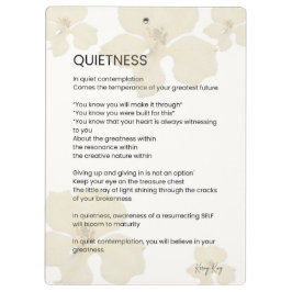 Pranchetas Silêncio Poema de Palavras Escrito Inspiracional