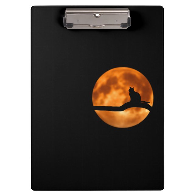 Pranchetas Silhute de um Gato Negro em uma Árvore (Frente)