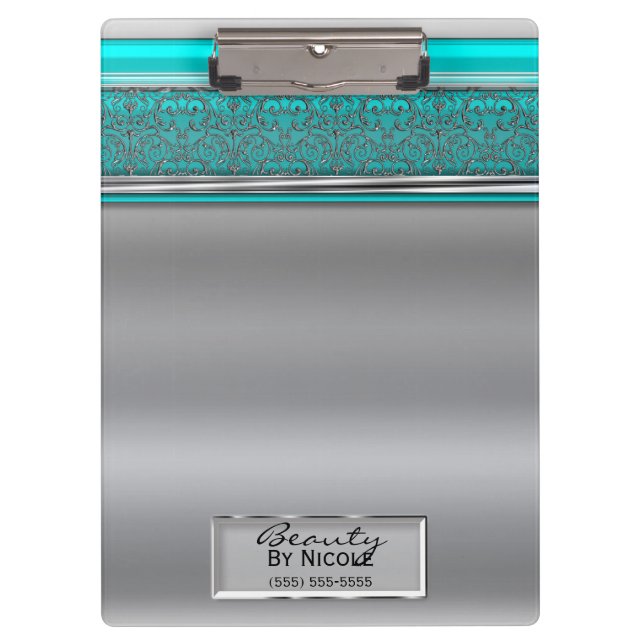 Pranchetas Silver Aqua Shine Elegante Glam Chic Personalizado (Frente)