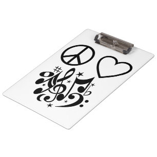Pranchetas Símbolo de Paz Negro Coração Vermelho Amor Harmoni