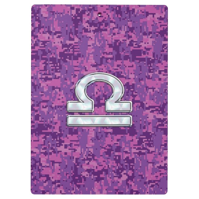 Pranchetas Símbolo Libra Zodiac no Camo Digital Fuchsia (Verso)