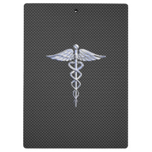 Pranchetas Símbolo Médico Silver Caduceus Estilo de Fibra Car