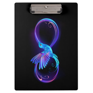 Pranchetas Símbolo Neon Infinity com Hummingbird brilhante