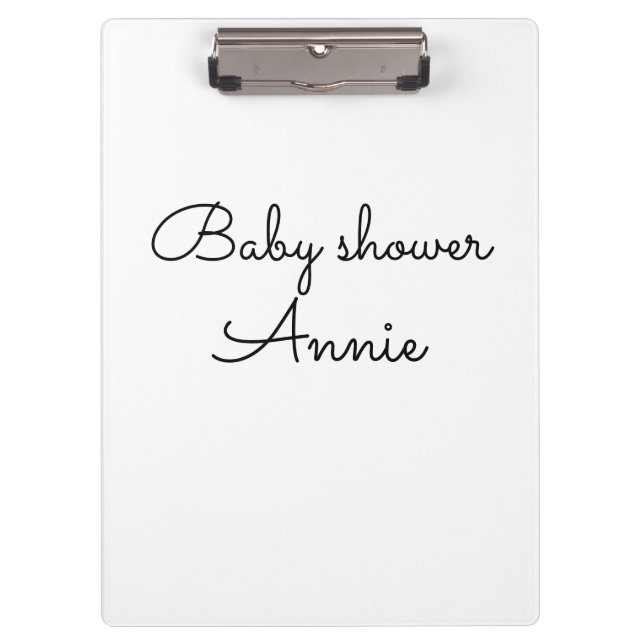 Pranchetas simple minimal add your name text baby shower thro (Frente)