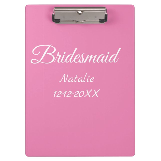Pranchetas Simple minimal pink bridesmaid add name year text  (Frente)