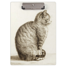 Pranchetas Sitting cat vintage sepia pencil drawing