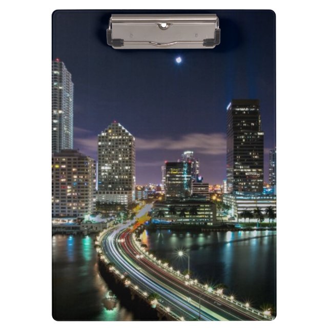 Pranchetas Skyline da cidade de Miami com a ponte na noite (Frente)