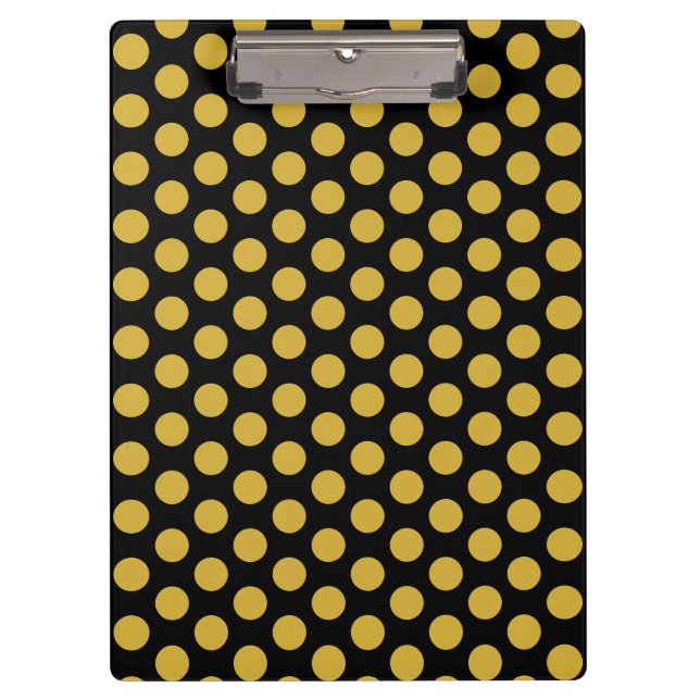 Pranchetas Solid Black with Metallic Gold Dot Style (Frente)