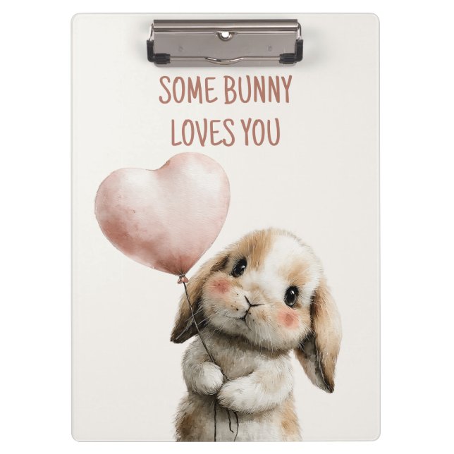 Pranchetas Some Bunny Loves You with Heart Balloon (Frente)