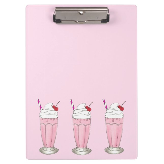 Pranchetas Sorvete de Morango Rosa Shake Milkshake Dessert (Frente)