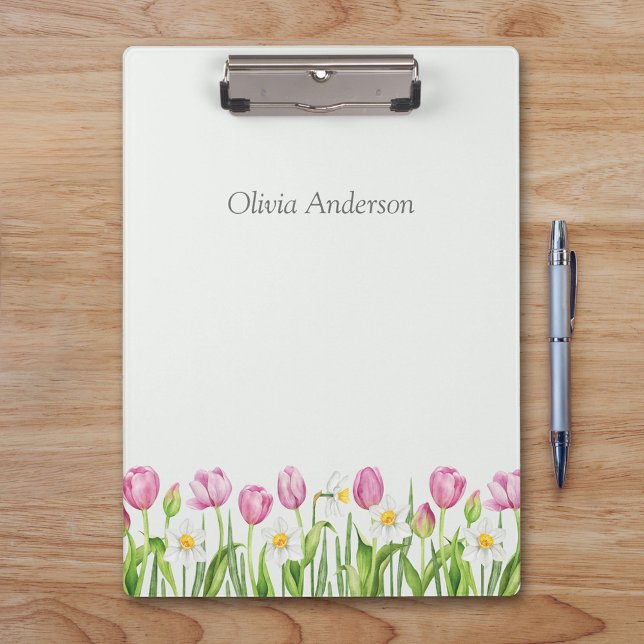 Pranchetas Spring Tulips & Daffodils Floral Clipboard (Criador carregado)