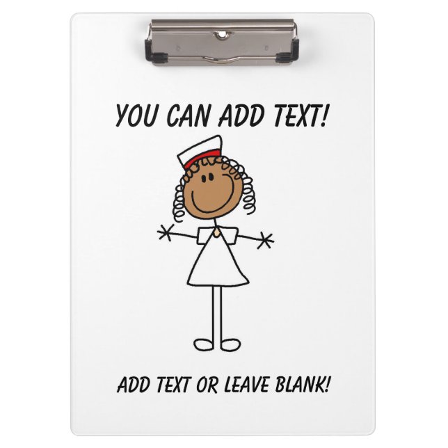 Pranchetas Stick Figure African American Nurse Clipboard (Frente)