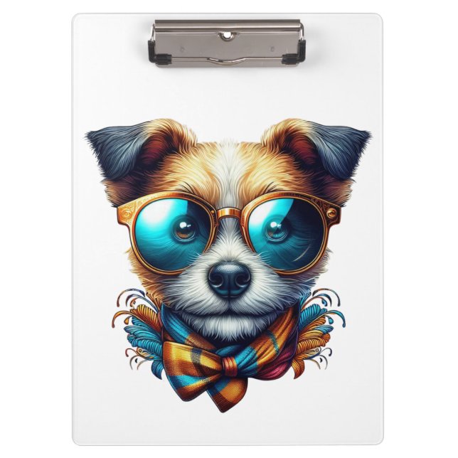 Pranchetas Stylish Dog With Glasses Colorful Modern Pet Art (Frente)