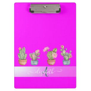 Pranchetas Suculentas Monograma Fluorescente Rosa