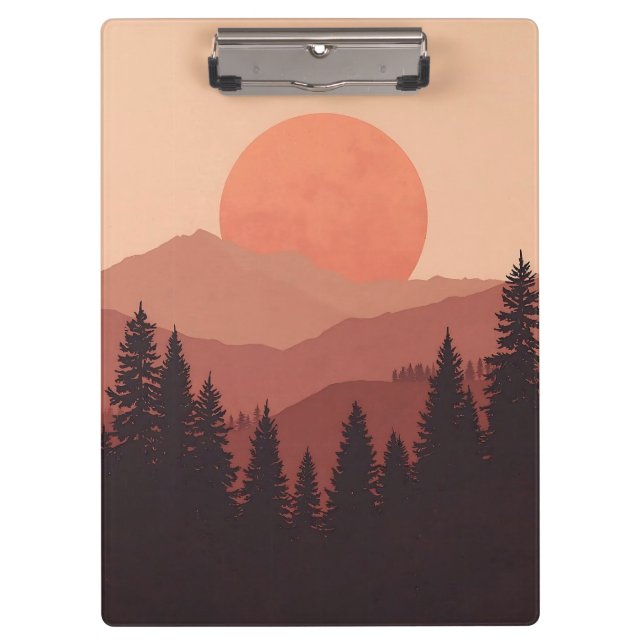 Pranchetas Sunset Mountain Forest Nature Illustration (Frente)