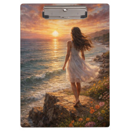 Pranchetas Sunset Ocean Oil Painting Clipboard