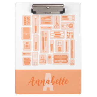 Pranchetas Suprimentos De Arte Whimsical Peach Orange Monogra