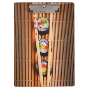 Pranchetas Sushi e chopsticks de madeira