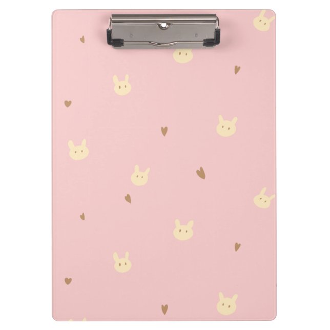 Pranchetas Sweet Bunny & Hearts Seamless Pattern – Cute Pink  (Frente)
