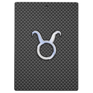 Pranchetas Taurus Chrome Like Zodiac Sign on Carbon Fiber