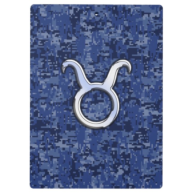 Pranchetas Taurus Zodiac - Sinal na Camuflagem Digital Azul d (Verso)