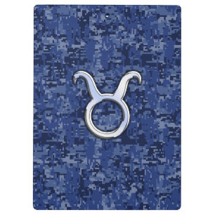 Pranchetas Taurus Zodiac - Sinal sobre Camuflagem Digital Azu
