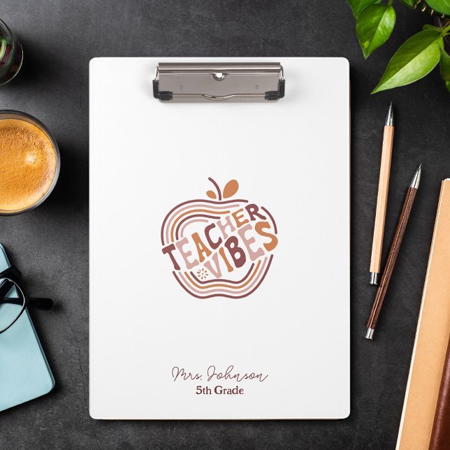 Pranchetas Teacher Vibes Boho Apple Appreciation Gift (Criador carregado)