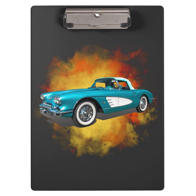 Pranchetas Teal 59 Carro Vermelho Corvette Explosão (Frente)