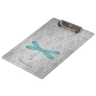 Pranchetas Teal Dragonfly Damask