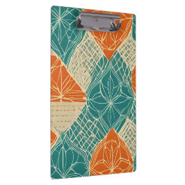 Pranchetas Teal, Orange, and Tan Abstract Flowers